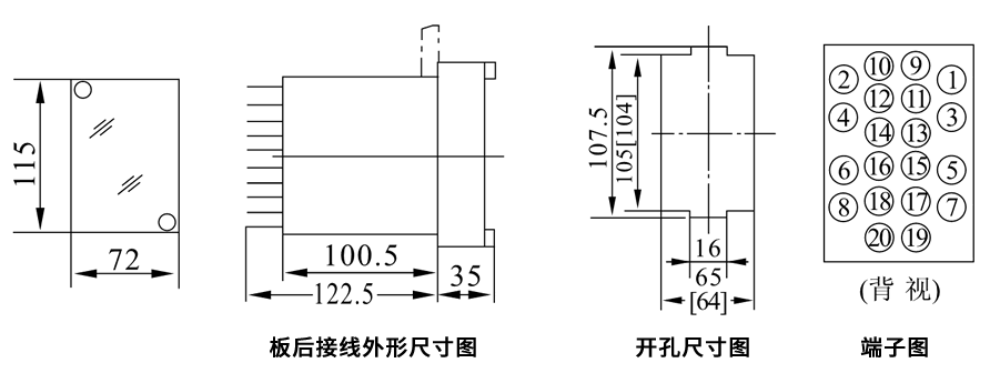 JZY-260板后接線安裝尺寸圖